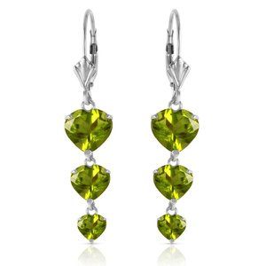 14K. SOLID GOLD CHANDELIERS EARRING WITH PERIDOTS (White Gold)
